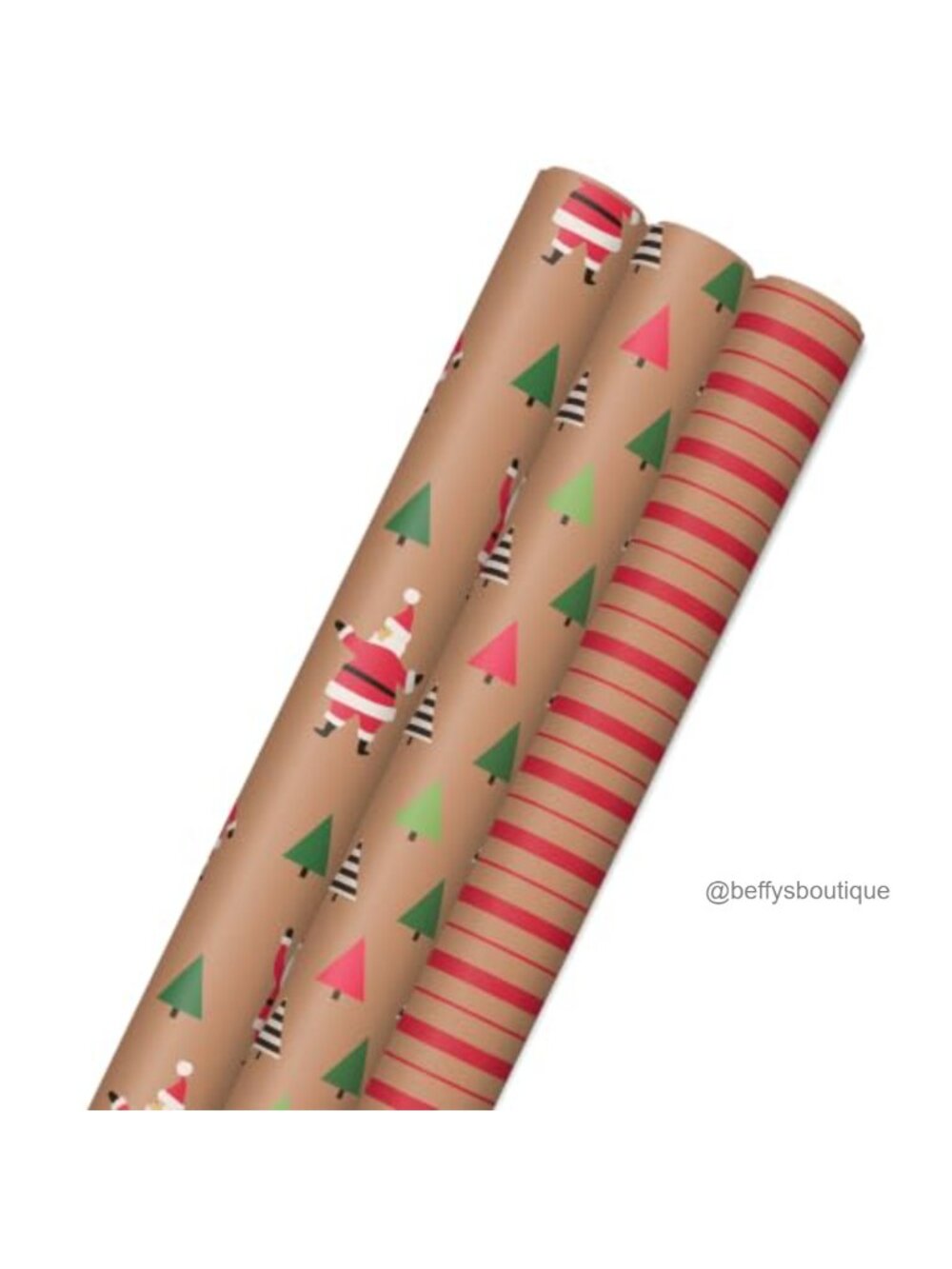 Christmas Wrapping Paper Rolls Kraft Holiday Gift Wrap 3 Pack 90 Sq Ft